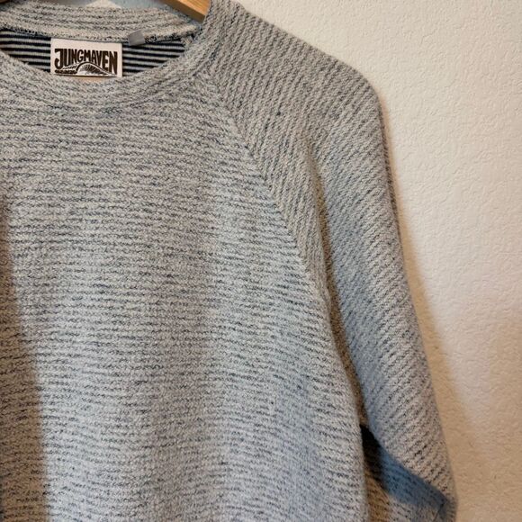 Jungmaven Gray Striped Long Sleeve Lightweight Sweatshirt Men's Size Small - Picture 2 of 5